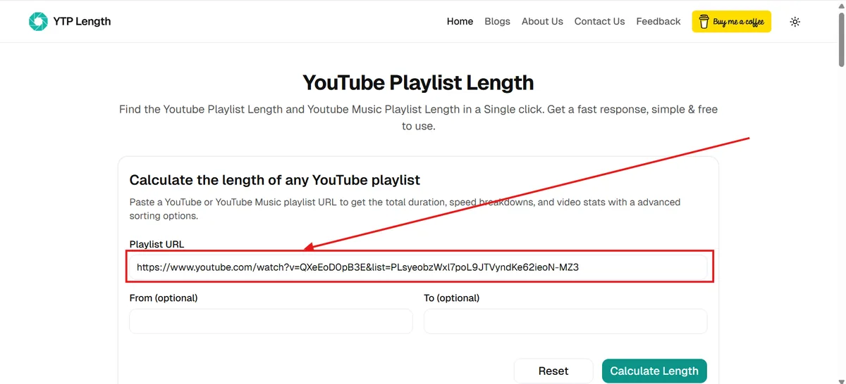 Paste playlist URL